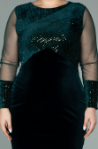 Short Emerald Green Sequined Velvet Plus Size Evening Dress ABK1152