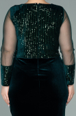 Short Emerald Green Sequined Velvet Plus Size Evening Dress ABK1152