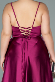 Long Plum Satin Plus Size Evening Dress ABU2011