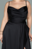 Long Black Satin Plus Size Evening Dress ABU2011