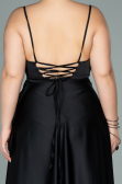 Long Black Satin Plus Size Evening Dress ABU2011