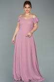 Rose Colored Long Chiffon Oversized Evening Dress ABU1892