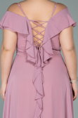 Rose Colored Long Chiffon Oversized Evening Dress ABU1892