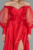 Long Red Satin Evening Dress ABU2025