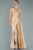 Long Gold Satin Evening Dress ABU2028