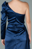 Long Navy Blue Satin Evening Dress ABU2038