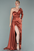 Long Light Brown Satin Evening Dress ABU2038