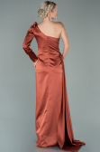 Long Light Brown Satin Evening Dress ABU2038