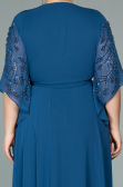 Long Indigo Chiffon Plus Size Evening Dress ABU2071