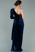 Long Navy Blue Velvet Evening Dress ABU2074