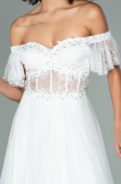 Long White Dantelle Evening Dress ABU1666