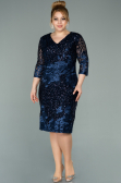 Short Navy Blue Scaly Plus Size Evening Dress ABK1284