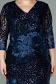Short Navy Blue Scaly Plus Size Evening Dress ABK1284