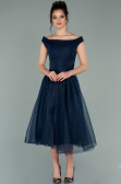 Midi Navy Blue Prom Gown ABK1316