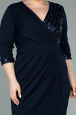 Short Navy Blue Plus Size Evening Dress ABK1325