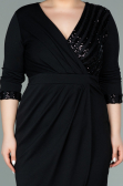 Short Black Plus Size Evening Dress ABK1325