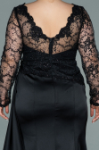 Long Black Satin Plus Size Evening Dress ABU2204