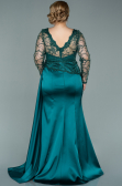 Long Emerald Green Satin Plus Size Evening Dress ABU2204