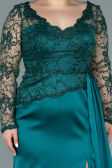 Long Emerald Green Satin Plus Size Evening Dress ABU2204