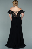 Long Black Dantelle Oversized Evening Dress ABU2248
