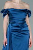 Grey-Indigo Long Satin Engagement Dress ABU1606