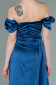 Grey-Indigo Long Satin Engagement Dress ABU1606