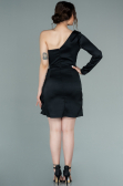Short Black Satin Invitation Dress ABK1309