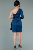 Short Navy Blue Satin Invitation Dress ABK1309