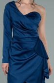 Short Navy Blue Satin Invitation Dress ABK1309