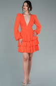 Mini Orange Chiffon Invitation Dress ABK1366
