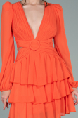 Mini Orange Chiffon Invitation Dress ABK1366