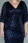 Long Navy Blue Plus Size Evening Dress ABU2309