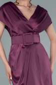 Plum Short Satin Invitation Dress ABK1107