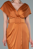 Orange Short Satin Invitation Dress ABK1107