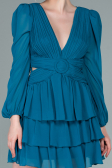 Oil Green Mini Chiffon Invitation Dress ABK1366
