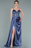 Indigo Long Satin Evening Dress ABU2130