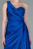 Sax Blue Long Satin Evening Dress ABU2028