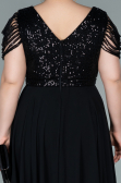 Short Black Chiffon Plus Size Evening Dress ABK1376