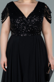 Short Black Chiffon Plus Size Evening Dress ABK1376