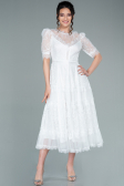 Midi White Dantelle Night Dress ABK1388