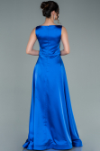 Long Sax Blue Satin Prom Gown ABU2350
