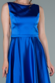 Long Sax Blue Satin Prom Gown ABU2350