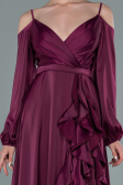 Long Cherry Colored Satin Evening Dress ABU2339