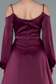 Long Cherry Colored Satin Evening Dress ABU2339