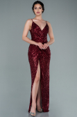Burgundy Long Scaly Prom Gown ABU1880