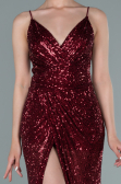 Burgundy Long Scaly Prom Gown ABU1880