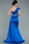 Long Sax Blue Satin Evening Dress ABU2363