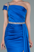 Long Sax Blue Satin Evening Dress ABU2363
