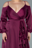 Long Cherry Colored Satin Plus Size Evening Dress ABU2358