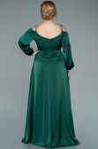 Long Emerald Green Satin Plus Size Evening Dress ABU2358